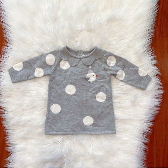 Jacadi gray scallop collar sweater dress 6month
